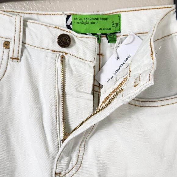 NWT Sandrine Rose X Free People White Straight Leg Jeans Size 24 - Picture 5 of 16